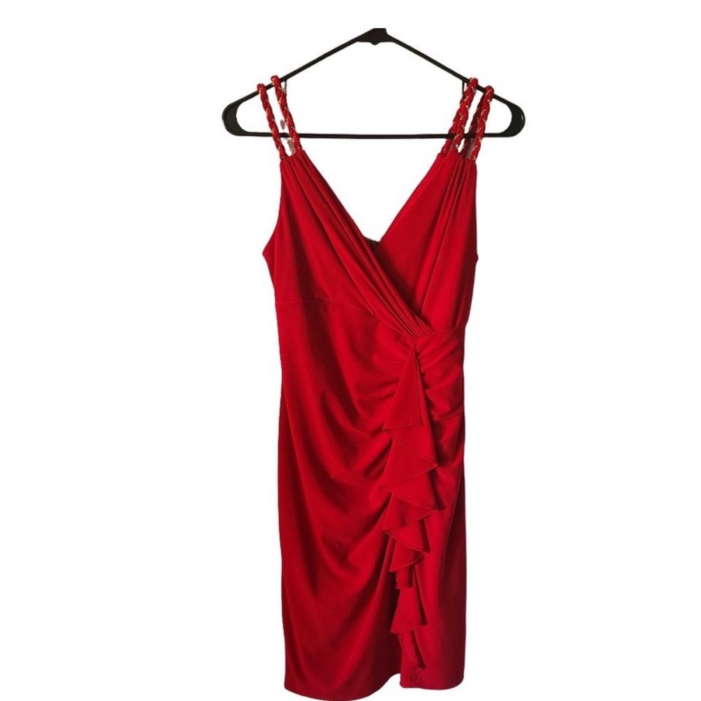 VTG Cache Y2K Beaded Strap Ruffle Dress Women's Size 4